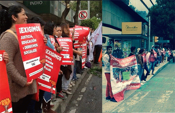 Siguen cadenas humanas en el DF a favor de escuelas michoacanas