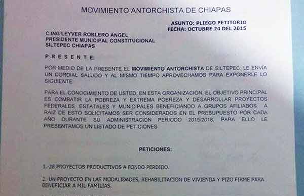 Exigen a presidente municipal que cumpla compromisos pactados