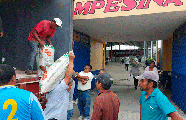 Entrega fertilizante en Ahuatempan