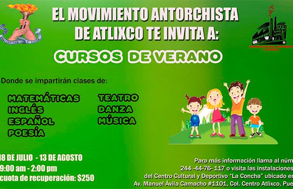 Anuncian cursos de verano en Atlixco