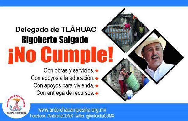  Ciudadanos exigen al delegado de Tláhuac cumplimiento a compromisos de obras y servicios; marcharán hoy