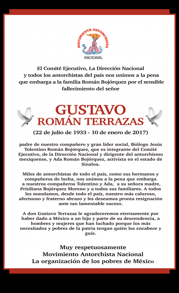 En memoria del señor Gustavo Román Terrazas