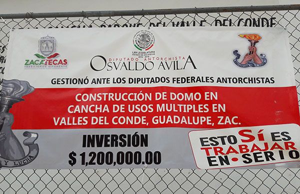 Construyen domo en cancha multiusos de  Valles del Conde 