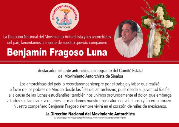 Esquela: Benjamín Fragoso Luna 