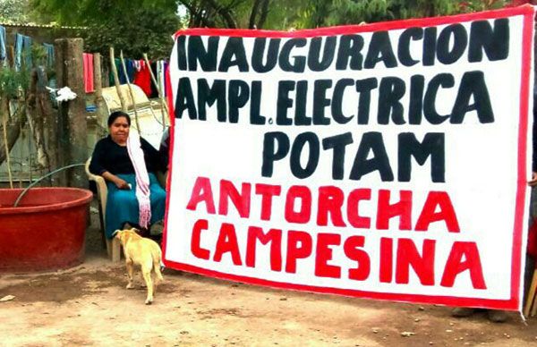 Barrio yaqui organizado en Antorcha se electrifica