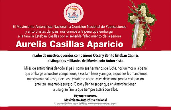 Esquela: Aurelia Casillas Aparicio 