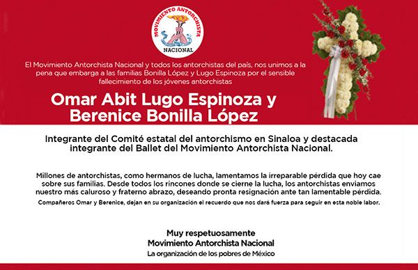 Esquela: Omar Abit Lugo Espinoza y Berenice Bonilla López