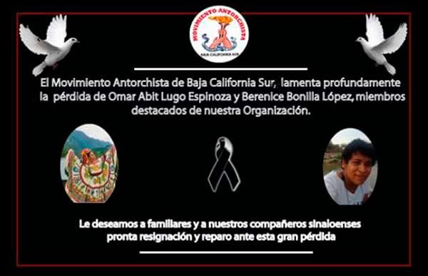 Esquela: Omar Abit Lugo Espinoza y Berenice Bonilla López