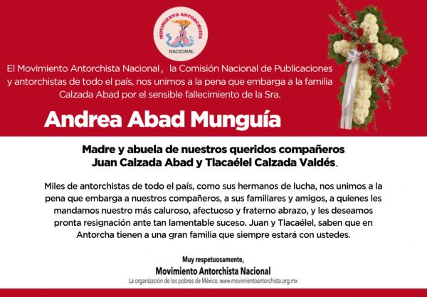 Esquela: Andrea Abad Munguía 