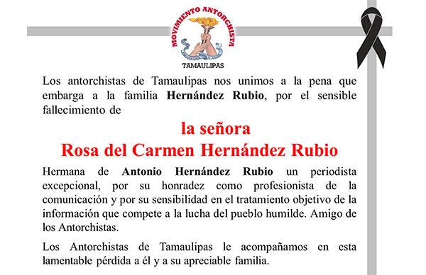 Esquela: Rosa del Carmen Hernández Rubio