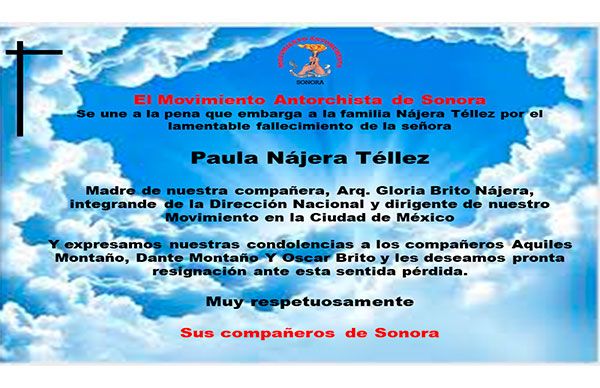 Esquela: Paula Nájera Téllez 