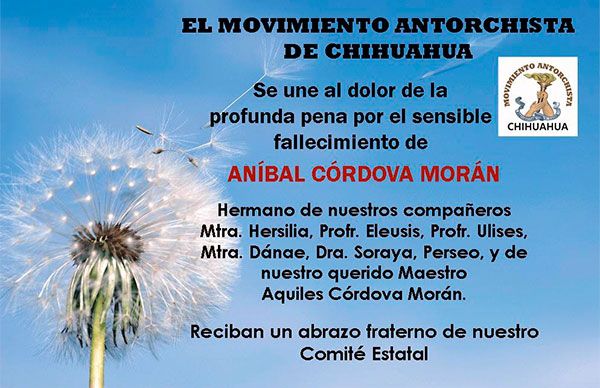 Esquela: Aníbal Córdova Morán 