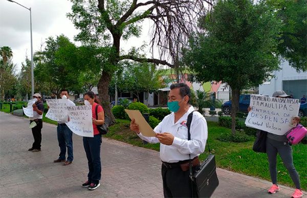 Protesta en Cd Victoria por cancelación de apoyo alimentario 