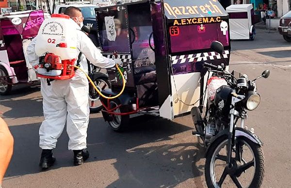 Sanitizan Mototaxis en Chimalhuacán