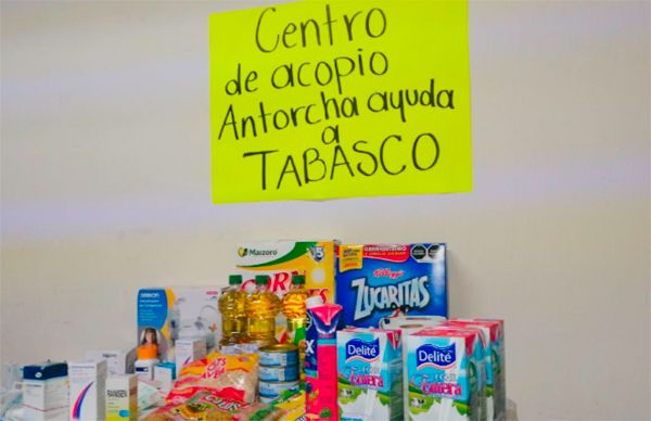 Instala Antorcha centro de acopio en Parras en apoyo de tabasqueños