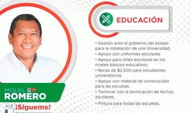 El candidato a la Alcaldía, Miguel Romero Baltazar apoya la educación en Mexquitic de Carmona