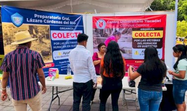 Estudiantes instalan centro de acopio para Guerrero en capital oaxaqueña